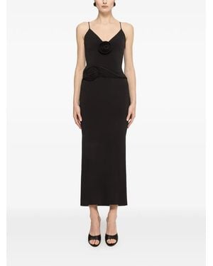 Nissa Spaghettiträger-Midikleid Mit Blumenapplikation - Schwarz