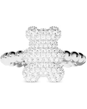 Apm Monaco Snow Crystal-Embellished Teddy Bear Ring - White