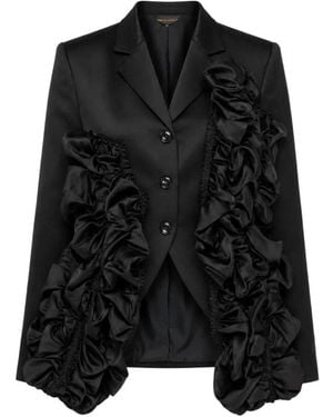 Comme des Garçons Ruffled Satin Blazer - Black