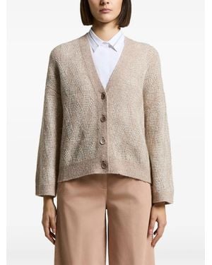 Peserico Sequin-Embellished Cable-Knit Cardigan - Natural