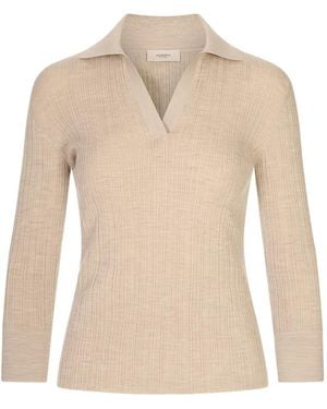 Agnona Ribbed-Knit Buttoned-Cuff Sweater - Natural