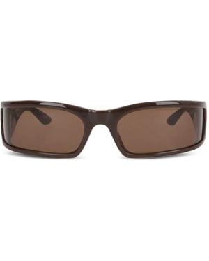 Balenciaga Lunettes De Soleil À Monture Rectangulaire Bb - Marron