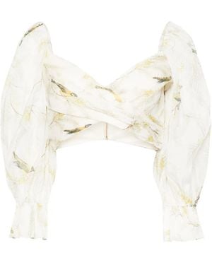 Zimmermann White Pleated Cropped Blouse - Women's - Polyester/cotton