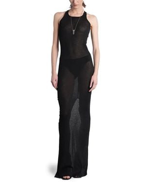 Rick Owens Racer-Back Semi-Sheer Dress - Black