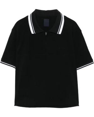 Juun.J Zip-Fastening Stipped Polo Shirt - Black