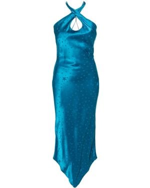 Amen Patterned-Jacquard Maxi Dress - Blue