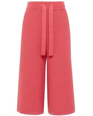 Laneus Knitted Knee-Length Shorts - Red