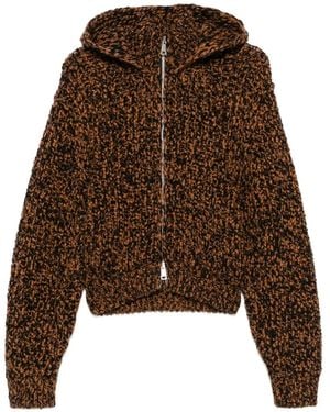 Nanushka Hooded Knitted Jacket - Brown