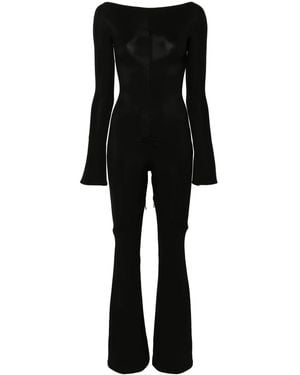 Courreges Ellipse Zip-Up Crepe Jumpsuit - Black