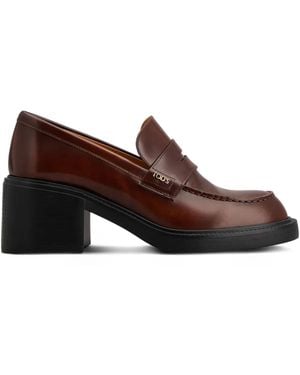 Tod's 60Mm Leather Loafers - Brown