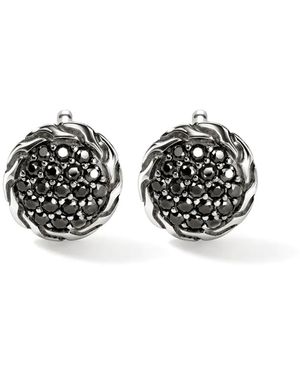John Hardy Pendientes Carved Chain Con Zafiro - Blanco