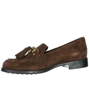 Tod's Gomma Double-T tassel-detail suede loafers - Braun
