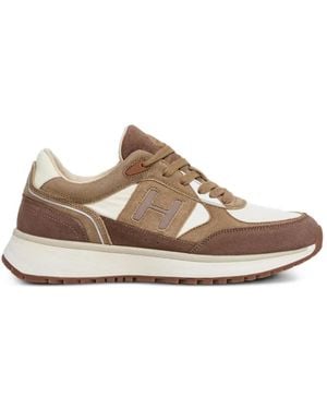 Hackett Otto Run Monogram-Patch Trainers - Brown