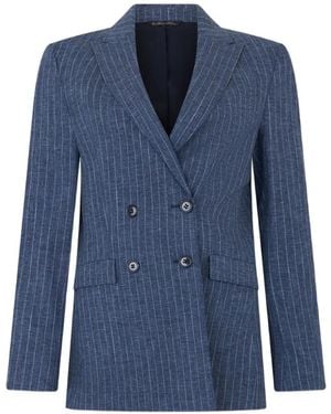 Brooks Brothers Blazer Croisé À Fines Rayures - Blue