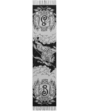 Burberry Wide Reversible Stormy Knight Scarf - White
