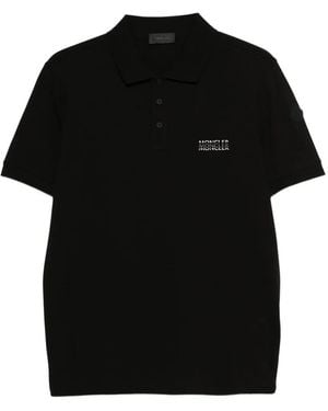 Moncler Logo-Embroidered Polo Shirt - Black