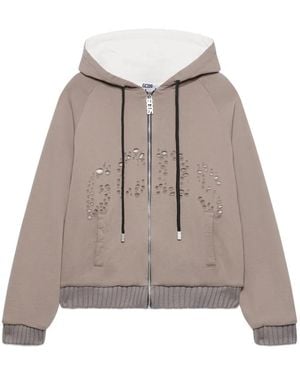 Gcds Distressed Zip Sweaters - Brown