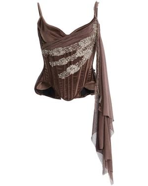 Wiederhoeft Salon Crystal-Embellishment Top - Brown