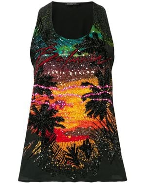 Balmain Sequin Embellished Tank Top - Black