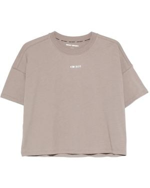 DKNY Logo-Print Drop-Shoulder T-Shirt - Grey