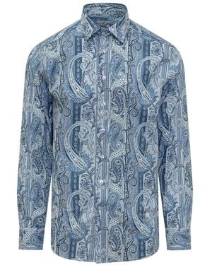 Etro Paisley Slim-Fit Shirt - Blue
