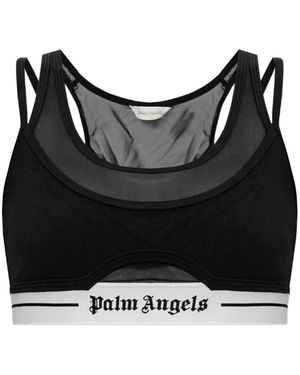 Palm Angels Logo-Tape Layered Sports Bra - Black