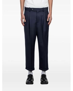 Drole de Monsieur Pleated Cropped Trousers - Blue