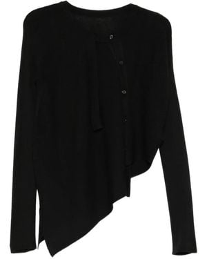 Y's Yohji Yamamoto Asymmetric-Hem Cardigan - Black