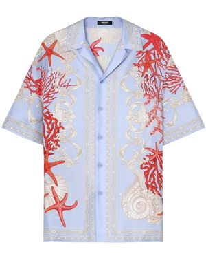 Versace バロッコ シー シルクシャツ - ブルー