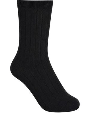 LA ROSE Ribbed-Knit Socks - Black