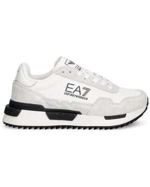 EA7 Logo-Print Panelled Sneakers - White