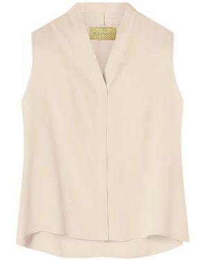 Momoní Kiri Pleated V-Neck Top - White