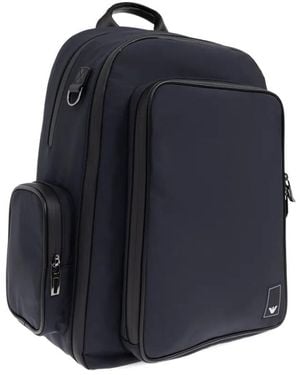 Emporio Armani Logo-Patch Adjustable Backpack - Blue