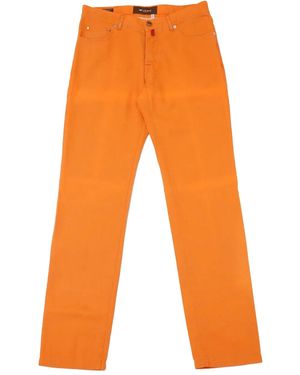 Kiton Pantalon En Coton À Poche Plaquée - Orange