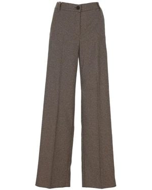 Marella Houndstooth Pressed-Crease Trousers - Brown