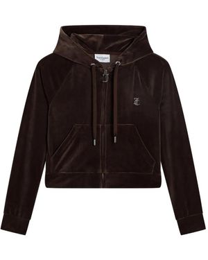Juicy Couture Diamanté Velour Hoodie - Black