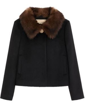 Valentino Garavani Shearling-Collar Jacket - Black
