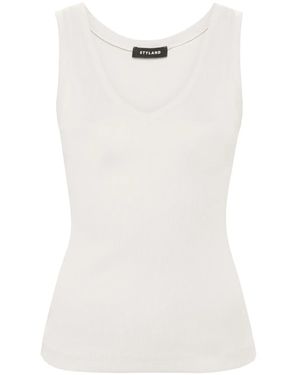 Styland Sleeveless Ribbed Tank Top - White