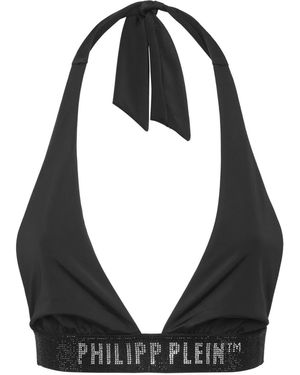 Philipp Plein Logo-Band Bikini Top - Black