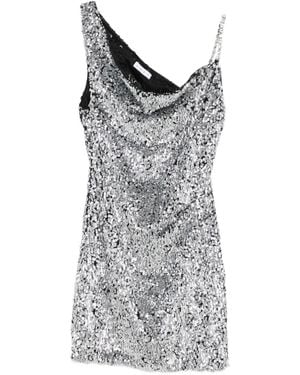 Area Sequin-Embellished One-Shoulder Dress - Grey