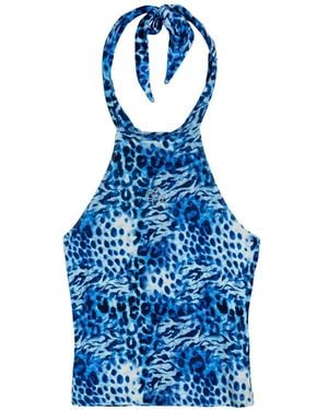 Juicy Couture Top Con Estampado De Leopardo - Azul