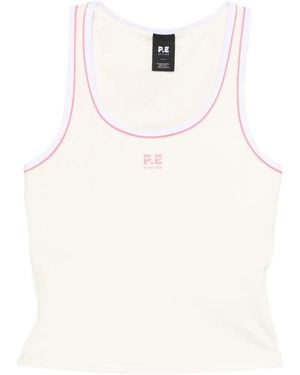 P.E Nation Logo-Detail Ribbed Tank Top - White