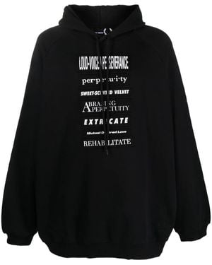 Raf Simons Slogan-Patches Cotton Hoodie - Black