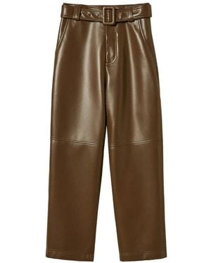 Twinset Faux-Leather Pants With Belt - Brown