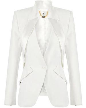 Elisabetta Franchi Satin-Lapel Jacket - White