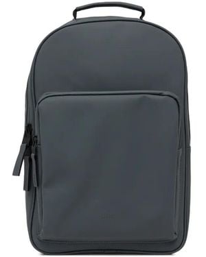 Rains Large Book Daypack W3 Zip-Pocket Backpack - Blue