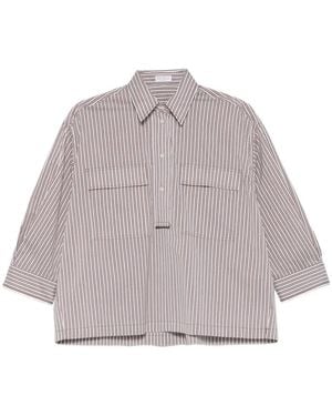 Brunello Cucinelli Striped Pocket Blouse - Gray