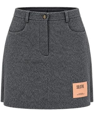 SOLOTRE Logo-Patch Mini Skirt - Grey