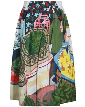 TALKING WALLS Graphic-Print Flared Skirt - Green