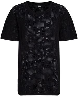 Karl Lagerfeld Monogram-Jacquard T-Shirt - Black